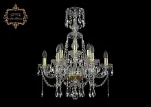 Люстра подвесная хрустальная 11.12.6+3.195.XL-67.Gd.Sp Богемиа Арт Классик прозрачная на 9 ламп, основание золотое в стиле классический Люстра подвесная хрустальная 11.12.6+3.195.XL-67.Gd.Sp Богемиа Арт Классик прозрачная на 9 ламп, основание золотое в стиле классический